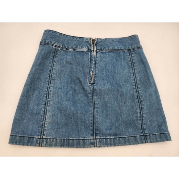 NWT Free People Zip to It Denim Mini Jean Skirt Chloe Wash Women's Sz 8 - Picture 5 of 12